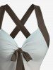 Coconut Tree Ombre Print Crisscross Straps Bowknot Hawaii Tank Dress - Rose orange XS
