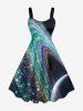 Galaxy Glitter 3D Print Hawaii Tank Dress - Noir S
