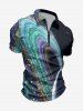 Galaxy Glitter 3D Print Zipper Polo Hawaii Shirt For Men - Noir 3XL