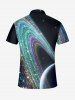 Galaxy Glitter 3D Print Zipper Polo Hawaii Shirt For Men - Noir 3XL