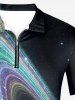 Galaxy Glitter 3D Print Zipper Polo Hawaii Shirt For Men - Noir 3XL