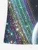 Galaxy Glitter 3D Print Zipper Polo Hawaii Shirt For Men - Noir 3XL