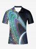 Galaxy Glitter 3D Print Zipper Polo Hawaii Shirt For Men - Noir 3XL