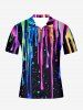 Colorful Paint Drop Print Hawaii Zipper Polo Shirt For Men -  