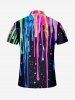 Colorful Paint Drop Print Hawaii Zipper Polo Shirt For Men -  