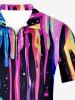 Colorful Paint Drop Print Hawaii Zipper Polo Shirt For Men -  