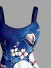 Flowers Skulls Colorblock Print Hawaii Tank Dress - Bleu profond 2X