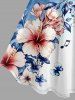 Flowers Skulls Colorblock Print Hawaii Tank Dress - Bleu profond 2X