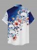 Flowers Skulls Colorblock Print Buttons Pocket Hawaii Shirt For Men - Bleu profond S