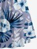 Tropical Leaf Flower Print Hawaii Twist A Line Dress -  