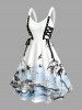 Coconut Tree Sea Bird Print Hawaii Lace Up A Line Dress -  