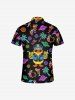 Coconut Tree Duck Juice Planet Print Hawaii Zipper Polo Shirt For Men - Noir XL