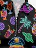 Coconut Tree Duck Juice Planet Print Hawaii Zipper Polo Shirt For Men - Noir XL