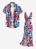 Colorful Flowers Print Matching Hawaii Beach Outfit For Couples - Rouge 
