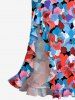 Colorful Flowers Print Matching Hawaii Beach Outfit For Couples - Rouge 