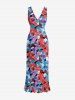 Colorful Flowers Print Matching Hawaii Beach Outfit For Couples - Rouge 
