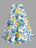 Lemon Flowers Print Matching Hawaii Beach Outfit For Couples -  