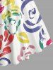 Flower Leaf Painting Print Hawaii Halter Crisscross Strappy A Line Dress - Pourpre  XXL