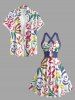 Flower Leaf Painting Print Hawaii Halter Crisscross Strappy A Line Dress - Pourpre  XXL