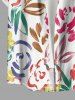 Flower Leaf Painting Print Hawaii Button Pocket Shirt For Men - Pourpre  L