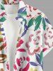 Flower Leaf Painting Print Hawaii Button Pocket Shirt For Men - Pourpre  L