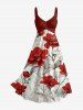 Flower Leaf Print Twist Hawaii Tank Dress - Rouge Vineux XS