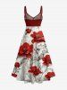 Flower Leaf Print Twist Hawaii Tank Dress - Rouge Vineux XS