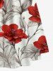 Flower Leaf Print Twist Hawaii Tank Dress -  
