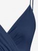 Flowers Leaf Print Surplice Hawaii Cami Dress - Bleu profond 1X