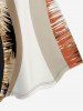 Striped Curve Print Hawaii A Line Dress - Bronze XXS