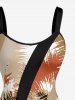 Striped Curve Print Hawaii A Line Dress - Bronze XXS