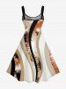 Striped Curve Print Hawaii A Line Dress -  