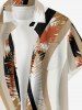 Chemise hawaïenne rayée à imprimé courbe et poche boutonnée pour hommes - Bronze 2XL