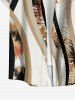 Chemise hawaïenne rayée à imprimé courbe et poche boutonnée pour hommes - Bronze 2XL