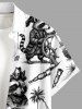 Raccoon Pirate Coconut Tree Ship Rudder Cruise Print Buttons Pocket Hawaii Shirt For Men -  