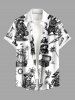 Raccoon Pirate Coconut Tree Ship Rudder Cruise Print Buttons Pocket Hawaii Shirt For Men -  