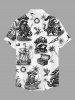 Raccoon Pirate Coconut Tree Ship Rudder Cruise Print Buttons Pocket Hawaii Shirt For Men -  