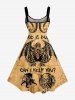 Skull Octopus Bat Print Hawaii Tank Dress - Bronze 1X