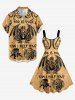 Skull Octopus Bat Print Hawaii Tank Dress - Bronze 1X