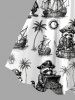 Raccoon Pirate Coconut Tree Ship Rudder Cruise Print Hawaii Tank Dress -  