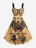 Skull Octopus Bat Print Matching Hawaii Beach Outfit For Couples - Bronze 