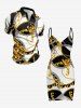 Geometric Graphic Flower Chain Print Matching Hawaii Beach Outfit For Couples -  