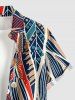 African Printed Matching Couple Outfit Tropical Leaf Ethnic Graphic Hawaiian Set - Bleu profond 