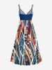 African Printed Matching Couple Outfit Tropical Leaf Ethnic Graphic Hawaiian Set - Bleu profond 