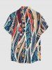 African Printed Matching Couple Outfit Tropical Leaf Ethnic Graphic Hawaiian Set - Bleu profond 
