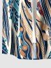 African Printed Matching Couple Outfit Tropical Leaf Ethnic Graphic Hawaiian Set - Bleu profond 