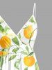 Orange Leaf Oil Painting Print Surplice Hawaii Cami Dress - Vert S
