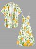 Orange Leaf Oil Painting Print Surplice Hawaii Cami Dress - Vert 4X