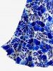 Flowers Leaf Watercolor Print Twist Hawaii Tank Dress -  