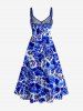 Flowers Leaf Watercolor Print Twist Hawaii Tank Dress -  